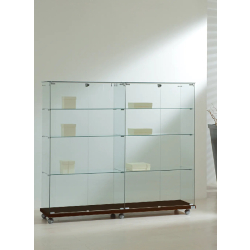 Vitrine légère démontable en verre 16/14VA - wengé - 6 tablettes amovibles - serrure - roulettes