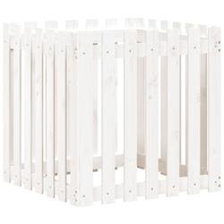 Helloshop26 - Jardinière bac lit surélevé plantes fleurs terrasse jardin avec design de clôture 70 x 70 x 70 cm pin massif blanc 02_0038114 - blan