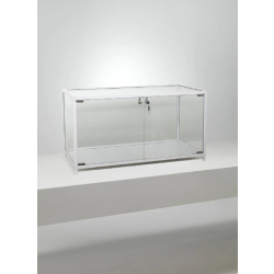 Vitrine d'exposition à poser KL84VA - aluminium anodisé - profil carré 25x25 mm - dimensions compactes 86x43x43 cm