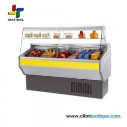 Vitrine réfrigérée professionnelle Mafirol Athena - vitres droites rabattables, inox, froid positif