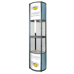 Vitrine pliable et portable Spiral - diamètre 50 cm - hauteur 200 cm - avec housse de transport à roulettes