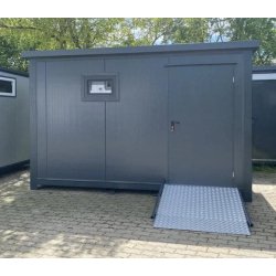 Conteneur sanitaire accessible 4×2 - Adapté PMR avec barres d'appui, lavabo et rampe d'accès