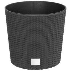 Helloshop26 - Jardinière bac lit surélevé plantes fleurs terrasse jardin et intérieur amovible 15 /15,3 L rotin PP anthracite 02_0038600 - 3000217