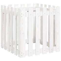 Helloshop26 - Jardinière bac lit surélevé plantes fleurs terrasse jardin avec design de clôture 60 x 60 x 60 cm pin massif blanc 02_0038109 - blan