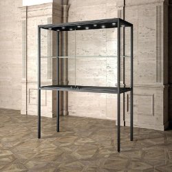 Vitrine Museum métal Colonne sur pieds 160x60xH200cm - noir
