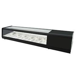 Vitrine réfrigérée pour tapas avec 4 gn 1/3 verre plat - 1455x400x300 mm - 160 W 230/1V - 13R68144 Eurast - inox 13R68144