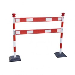 Barrière de chantier en PVC rouge et blanc - Barrière double résistante aux intempéries - Rolléco