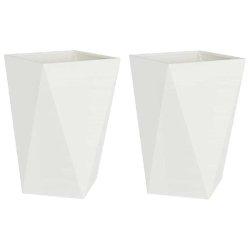 Helloshop26 - Lot de 2 jardinières modernes pour extérieur 50 x 50 x 75 cm avec look épuré ambiance chic en acier blanc 02_0053037 - blanc acier 3