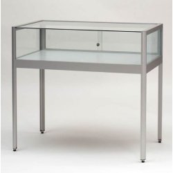 Vitrine plate argent portes coulissantes avec serrure l 100 cm