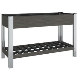 Helloshop26 - Jardinière bac lit surélevé plantes fleurs terrasse jardin de jardin avec étagère 120 x 50 x 75 cm WPC gris 02_0039772 - gris alumi