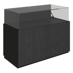 Comptoir vitrine fond bois Vertigo T01 MDF noir et noir 120x60x93cm