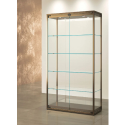 Vitrine TM/95VVA - Gold - Vitrine d'exposition en verre avec serrure, étagères réglables et éclairage LED