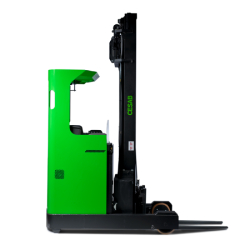 Chariot à mât rétractable R200 pour la manutention de charges à très grande hauteur en Isère et Rhône   -  disponible en achat neuf et en location de courte à longue durée