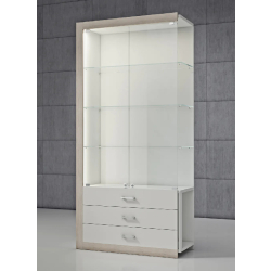 Mobilier d'agencement vitrine QF-CCVA - vitrine en verre trempé avec serrures et rangements
