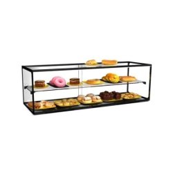 Vitrine neutre à poser - 2 niveaux - 1200 mm - verre trempé - EP36B | Sayl Barcelona - Avec lumière LED - noir 674005069845