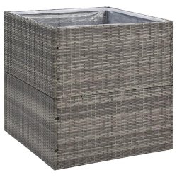 Helloshop26 - Jardinière carrée moderne 80 x 80 x 80 cm élévation optimale extérieur en résine tressée gris - gris acier 3000234334701