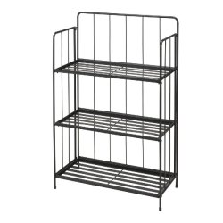 WellHome - Jardinière à 3 niveaux en métal noir, design pliable, 90 cm - noir métal WH14676