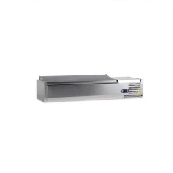 Vitrine inox réfrigérée positive 40 Litres, 4 x GN 1/3 (P)150 mm, à poser, 112 W, 220 V - MONO