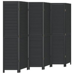 Décoshop26 - Paravent séparateur de pièce cloison 6 panneaux en bois de paulownia massif noir DEC031126 - noir 3000258301727