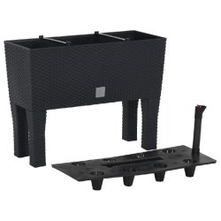 Helloshop26 - Jardinière bac lit surélevé plantes fleurs terrasse jardin de jardin 60 x 25 x 46 cm PP Rotin anthracite 02_0039462 02_0039462 - 3000