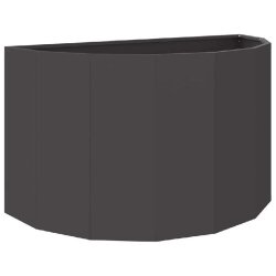 Helloshop26 - Jardinière demi-ronde design moderne extérieur 90 x 45 x 50 cm ambiance chic en acier noir - noir métal 3000237668063