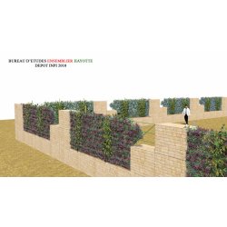 Mur béton n°3 - Concept unique gabion + grillage + végétalisation pour hauteurs de 2m à 2,50m