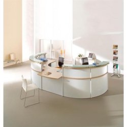 Banque d'accueil OBADE - Accueil PMR - 2 modules 90° avec tablette en verre - Fabricant CLEN