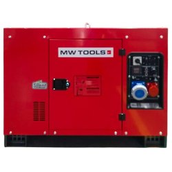 Groupe électrogène insonorisé diesel 9,6 kW 230 V + 12,5 kW 3x400 V - Avec régulateur AVR - Connecteur pour ATS MW Tools DG120E