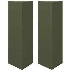 Helloshop26 - Jardinière bac lit surélevé plantes fleurs jardin terrasses lot de 2 olive triangulaire 30 x 26 x 75 cm acier vert 02_0039089 - vert
