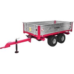 Remorque double essieu 2500 kg pour Micro-Tracteur - Benne basculante hydraulique 3 côtés - 2400 x 1350 x 400 mm - Attelage anneau ø50 mm Torros AHRT2507H