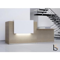 Bureau d'accueil lumineux Tera - MDD - 206, Chêne Canadien, Blanc mat, Droite