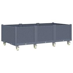 Helloshop26 - Jardinière bac lit surélevé plantes fleurs terrasse jardin à roulettes 150 x 80 x 54 cm PP gris 02_0038832 - gris 3000217940967