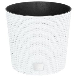 Helloshop26 - Jardinière bac lit surélevé plantes fleurs terrasse jardin et intérieur amovible 15 /15,3 L rotin PP blanc 02_0038601 - blanc 300021