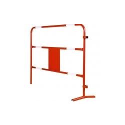Barrière de chantier SODIMAT - acier peint rouge avec bandes réfléchissantes - 1x1,50m - Ø28mm - 9kg