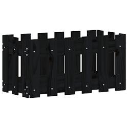 Helloshop26 - Jardinière bac lit surélevé plantes fleurs terrasse jardin avec design de clôture 60 x 30 x 30 cm pin massif noir 02_0038105 - noir