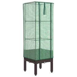 Helloshop26 - Jardinière bac lit surélevé plantes fleurs terrasse jardin surélevée avec housse aspect rotin 40 x 40 x 140 cm Marron 02_0038777 -
