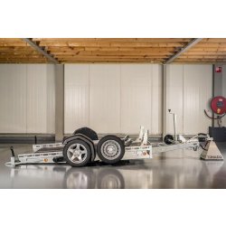 Remorque porte-moto abaissable pneumatique autonome TOHACO MO116/2815 - 1600 Kg - 1 essieu freiné - Suspension pneumatique - ASCU