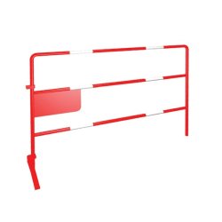 Barrière économique en acier laqué rouge - TP de chantier - H 1000 x L 1500 mm - bandes rétro-réfléchissantes - 25104