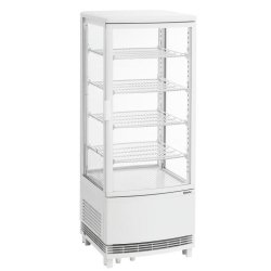 Mini vitrine ventilée positive 98 Litres, 2 portes vitrées bombées, sur roulettes, blanche, 180 W, 220 V - MONO