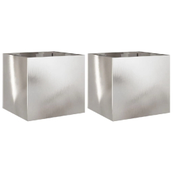 Helloshop26 - Jardinière bac lit surélevé plantes fleurs jardin terrasses lot de 2 argenté 32 x 30 x 29 cm acier inoxydable Argent 02_0039010 - ar