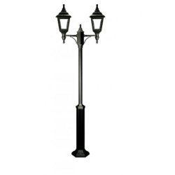 Lampadaire 2 têtes -clic-clac 4 -ip44 - e27 - style rustique - verre transparent hauteur totale 1 910 mm noir