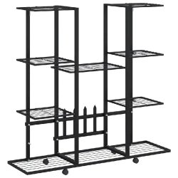Helloshop26 - Jardinière à roulettes design moderne 94 x 24 x 91 cm espace spacieux extérieur en fer noir 02_0047087 - noir métal 3000234588005