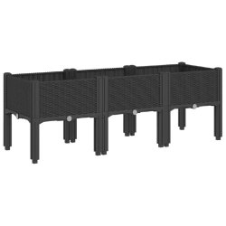 Helloshop26 - Jardinière bac lit surélevé plantes fleurs terrasse jardin avec pieds 120 x 40 x 42 cm PP noir 02_0038152 - noir 3000214120300