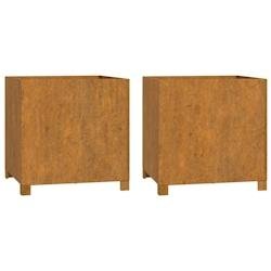 Helloshop26 - Jardinière bac lit surélevé plantes fleurs jardin terrasses avec pieds lot de 2 Rouillé 49 x 47 x 50 cm acier corten 02_0038878 - m�
