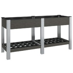 Helloshop26 - Jardinière bac lit surélevé plantes fleurs terrasse jardin de jardin avec étagère 175 x 50 x 75 cm WPC gris 02_0039774 - gris alumi