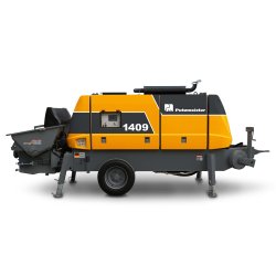 Pompe à béton stationnaire polyvalente - Putzmeister BSA 1409 D - Moteur diesel, 97 m³/h, applications en génie civil