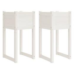 Helloshop26 - Jardinière bac lit surélevé plantes fleurs jardin terrasses lot de 2 40 x 40 x 81 cm bois massif de pin blanc 02_0038970 - blanc Bois