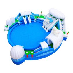 Mini parc aquatique Banquise - Structure gonflable de 484 m² avec piscine, toboggans et igloos
