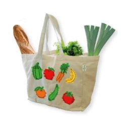 Sac de marché en coton biologique naturel - 6 poches intérieures - 200 g/m² - 30H x 40L x 20P cm