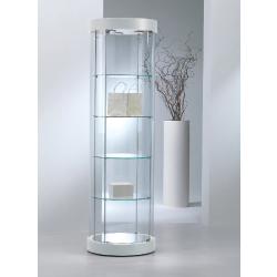 Vitrine d'exposition 209/RFVA cylindrique ronde en verre trempé - blanc poli - Ø 56 cm x 190 cm
